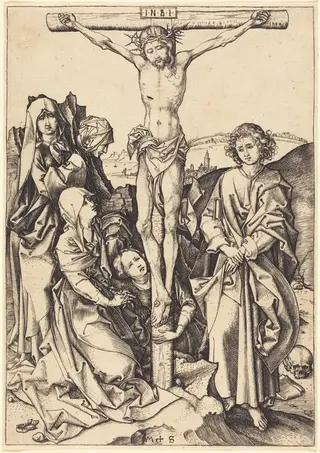 The Crucifixion, by Martin Schongauer, ink, 1480