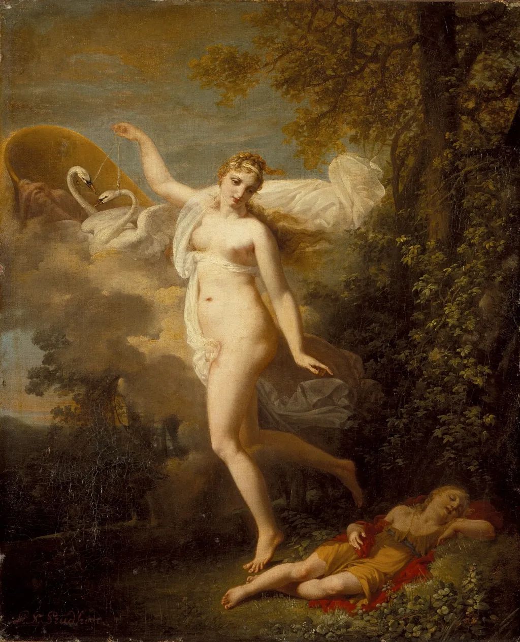 Venus and a Sleeping Cupid, by Jean-Baptiste Mallet, oil, 1810