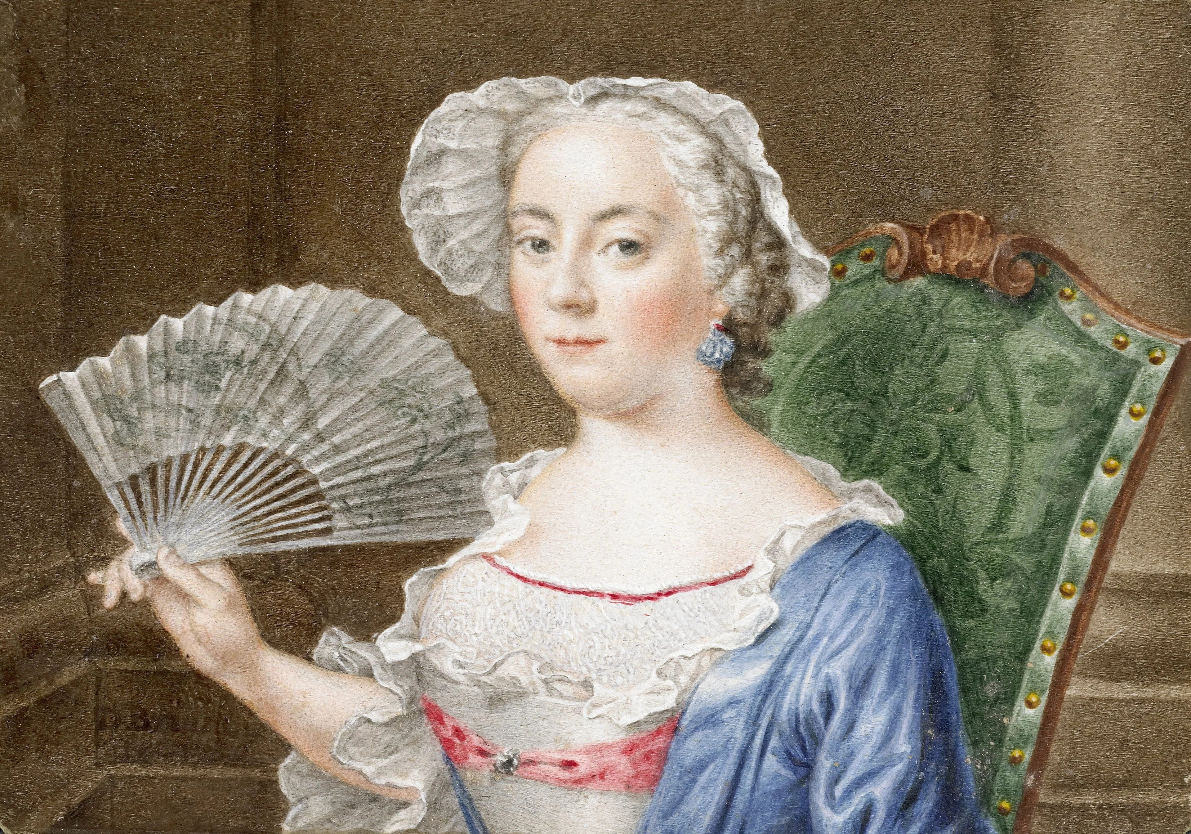 Portret van een dame met waaier, detail