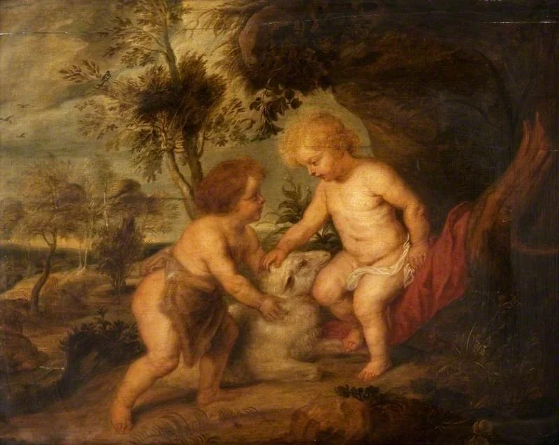 The Infant Christ and Saint John with a Lamb, detail