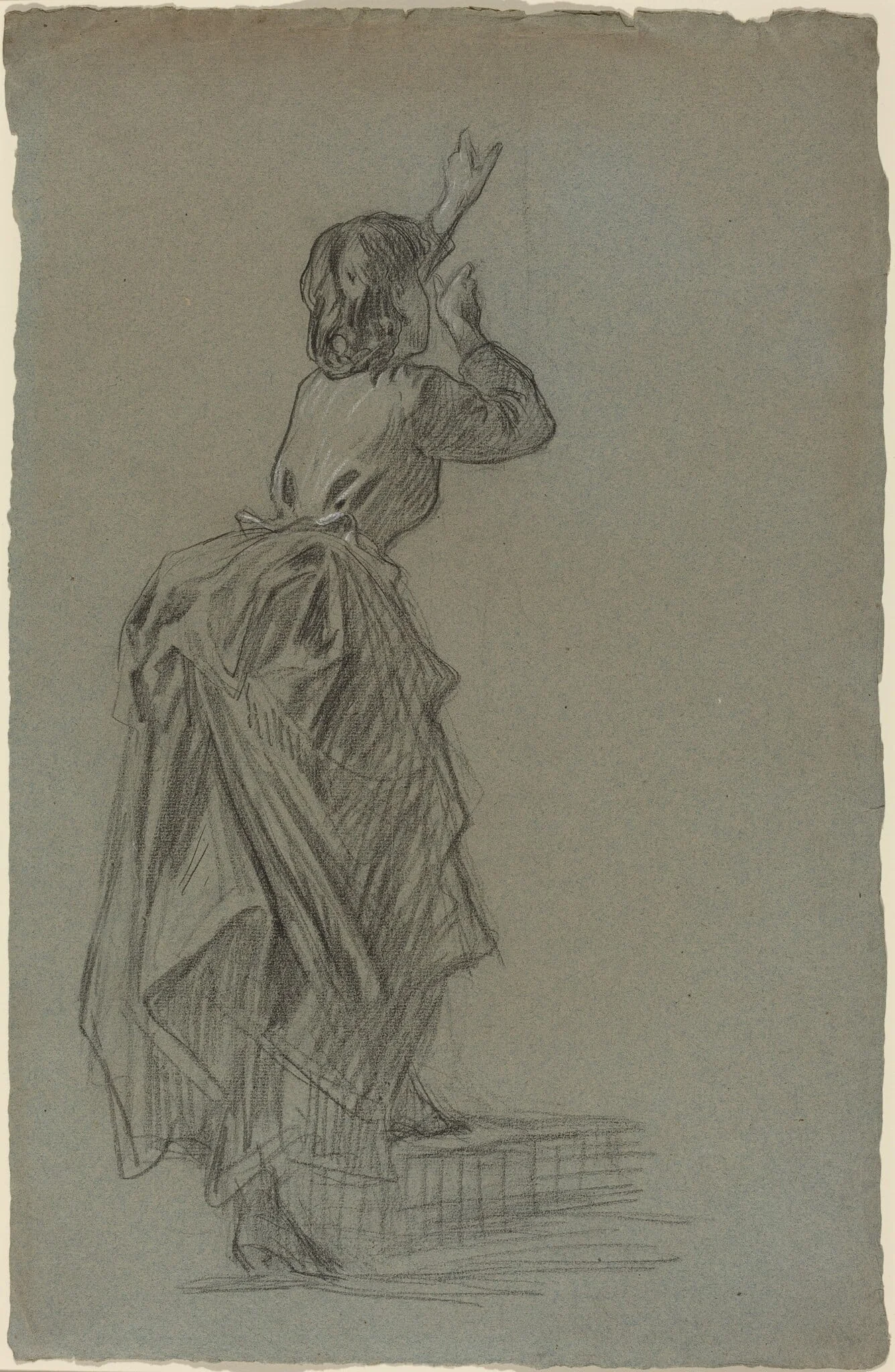 Young Woman Climbing a Step, detail