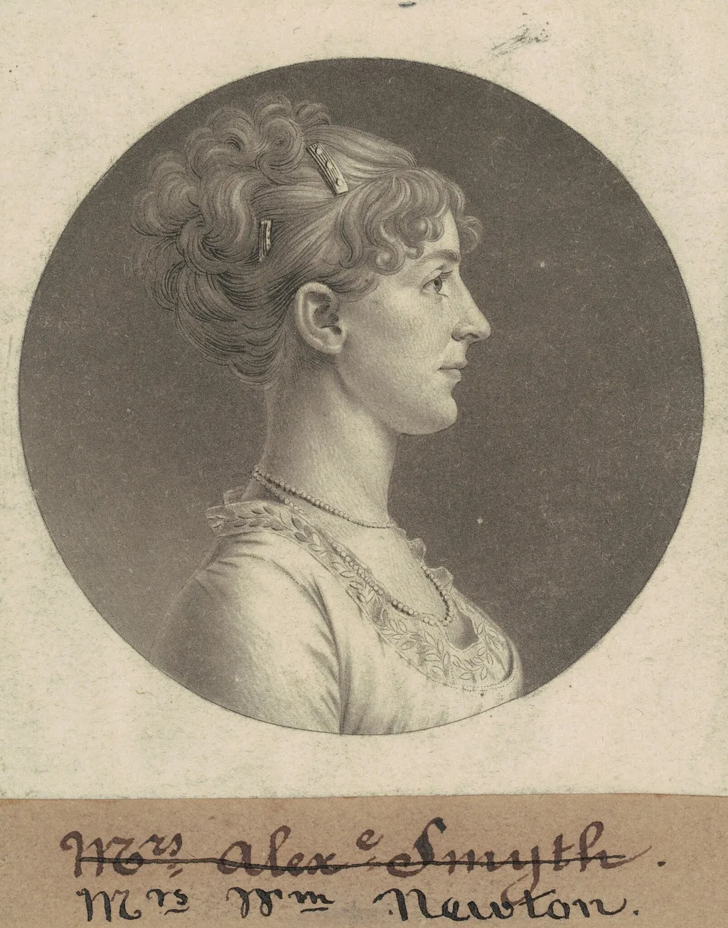 Jane Barr Stuart Newton, by Charles B. J. Févret de Saint-Mémin, ink, 1805