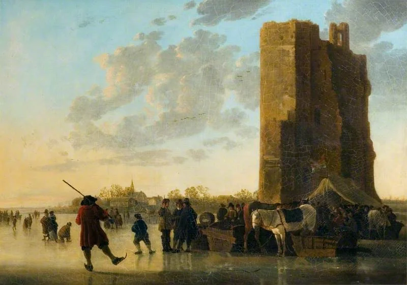 The Maas in Winter with the Huis Te Merwerde, Dordrecht, detail