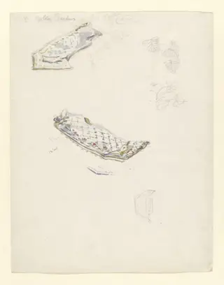 Studies for the Mayor's waistcoat, by Beatrix Potter, watercolor, 1902