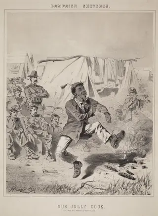 Campaign Sketches: Our Jolly Cook, by Winslow Homer, ink, 1863