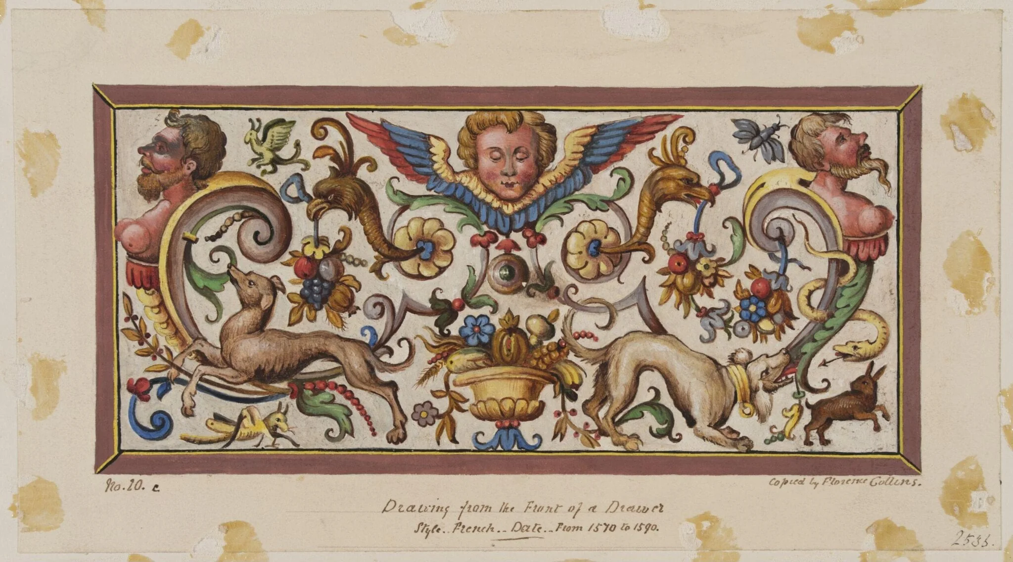 Decoration on the front of a drawer, detail