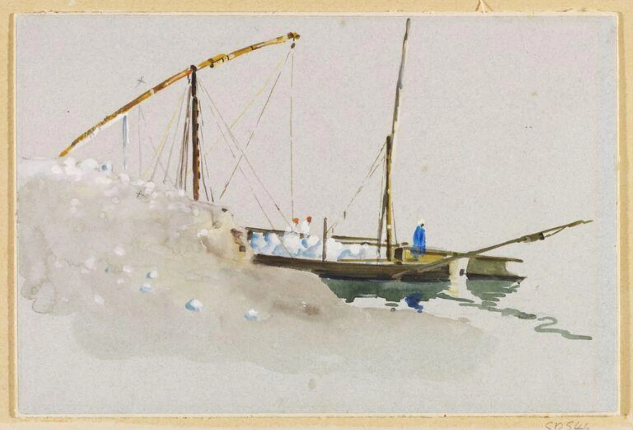 A Felucca on the Nile, loading cotton, detail