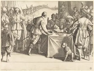 The Hiring of the Troops, by Jacques Callot, ink, 1614