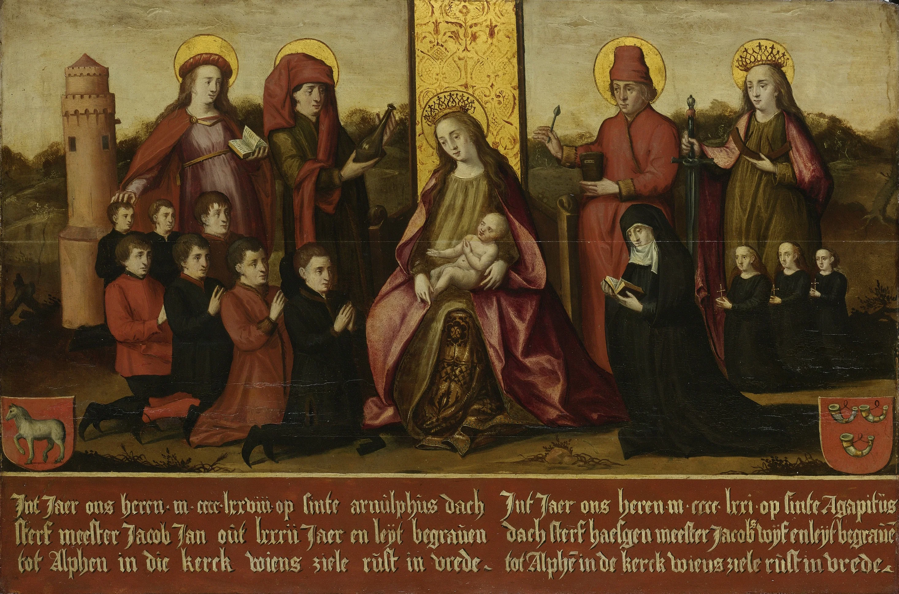 Memorial tablet of Jacob Jan van Assendelft (1396-1478) and his wife Haesgen van Outshoorn (?-1471), detail