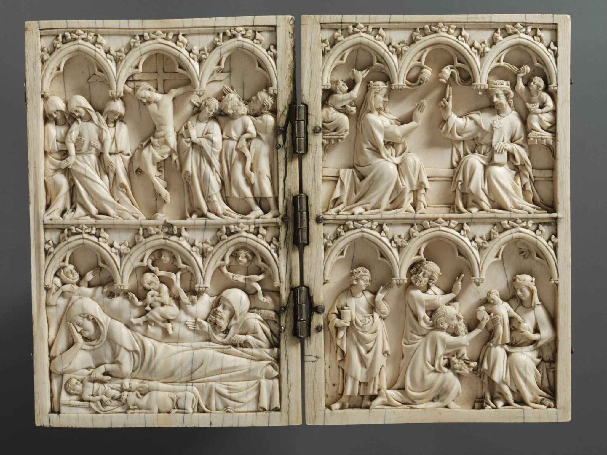 The Nativity, the Adoration of the Magi, the Crucifixion and the Coronation of the Virgin, detail