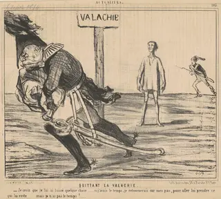 Quittant le valachie, by Honoré Daumier, ink, 1854