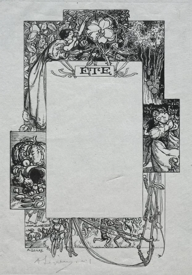 Paris Almanac, 1897: Decorative Border, Summer, detail