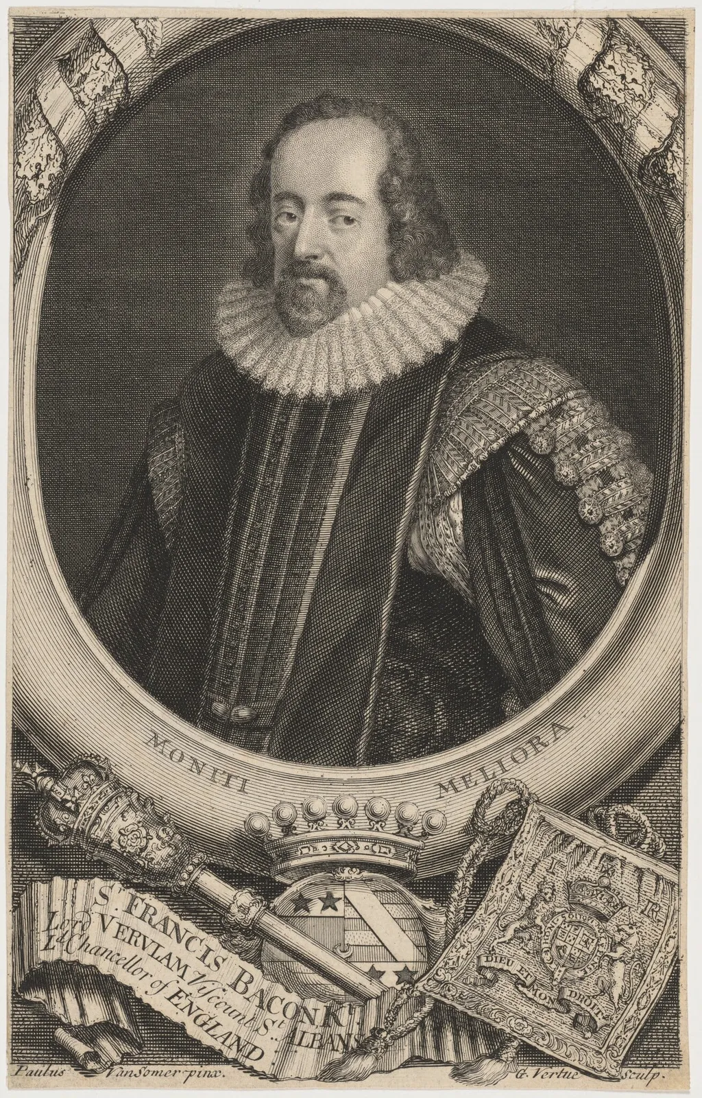Francis Bacon, by George Vertue, ink, 1734