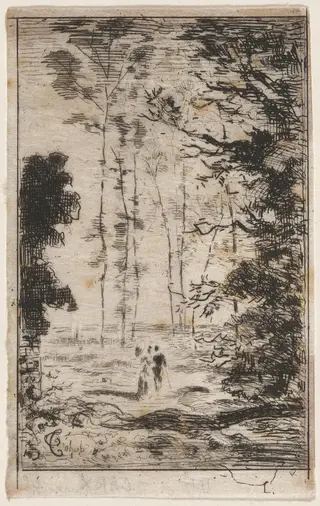 Petit paysage en hauteur (Small Landscape), by Félix-Hilaire Buhot, ink, 1876