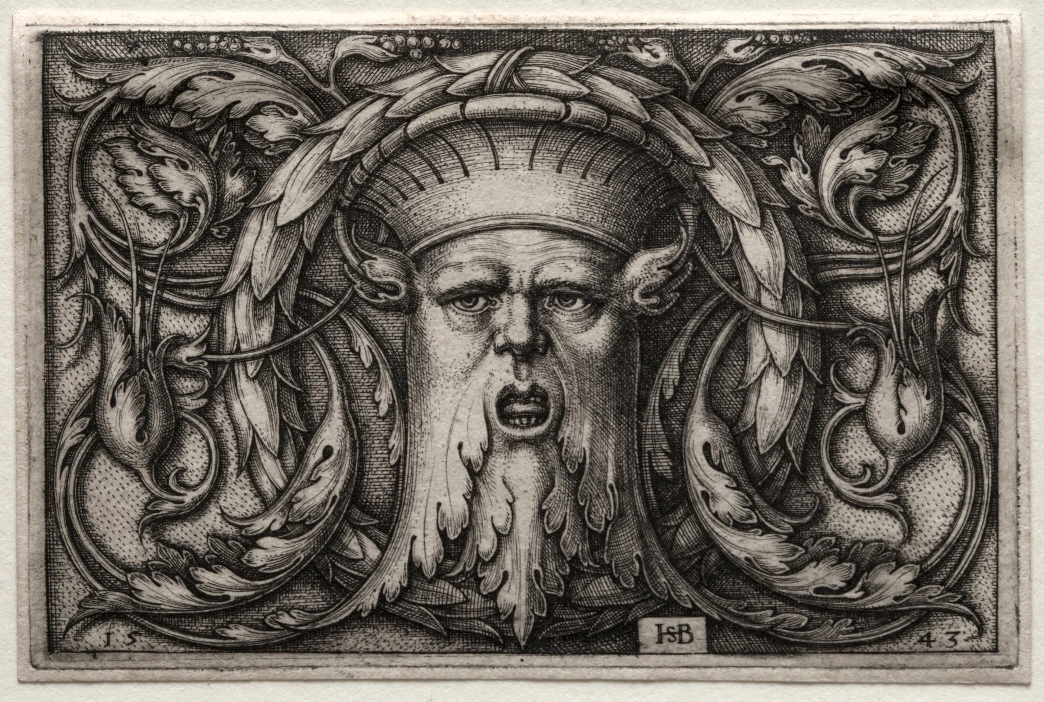 Ornament of Satyr's Head and Wreath, detail