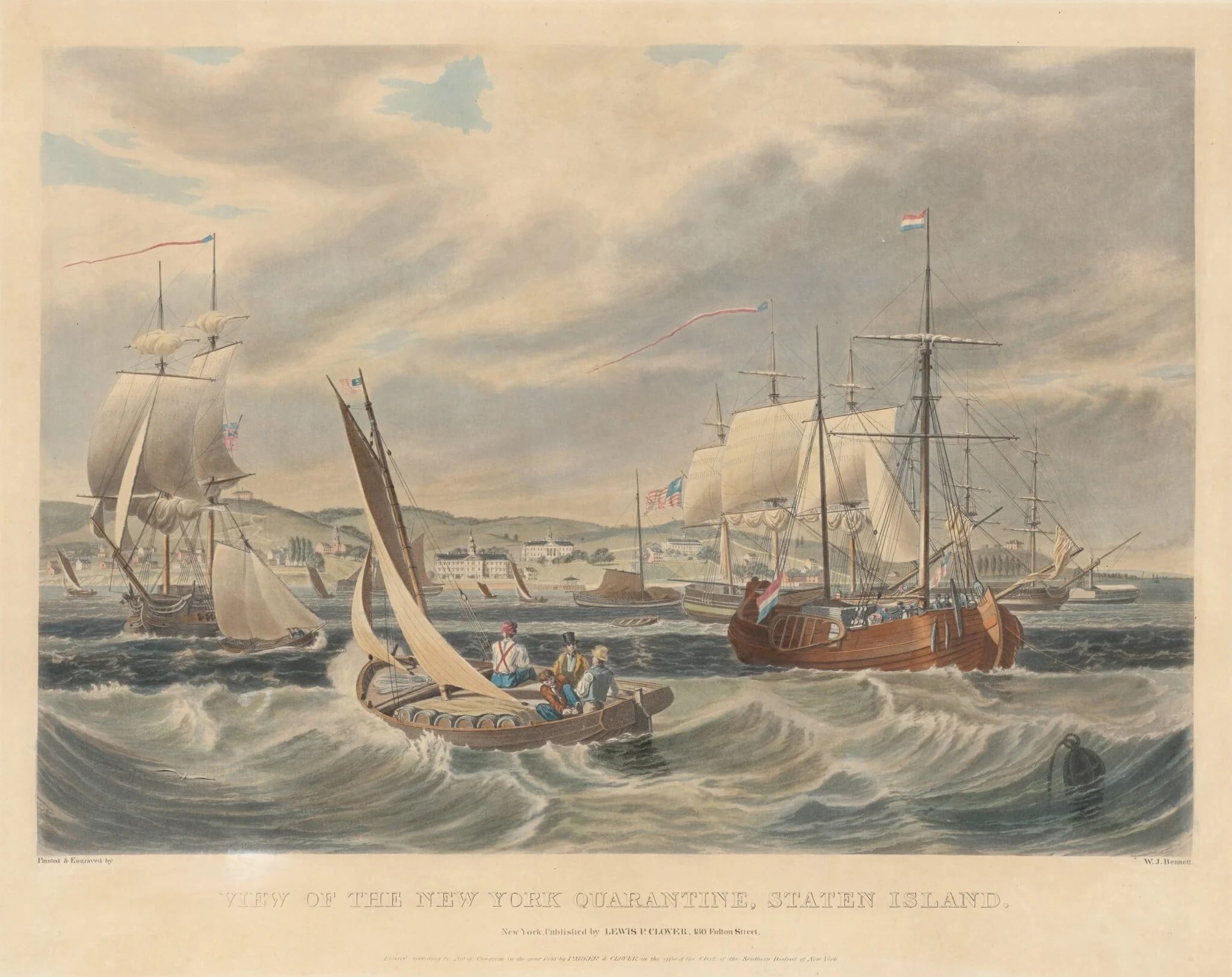 View of the New York Quarantine, Staten Island, detail