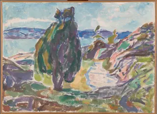 Junipers by the Sea, by Edvard Munch, oil, 1914