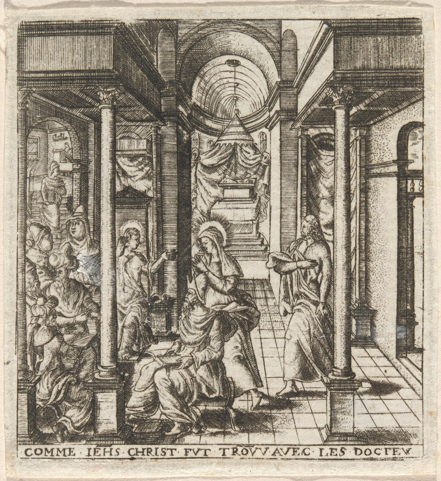 Mary and Joseph Find the Boy Jesus in the Temple with the Doctors, detail