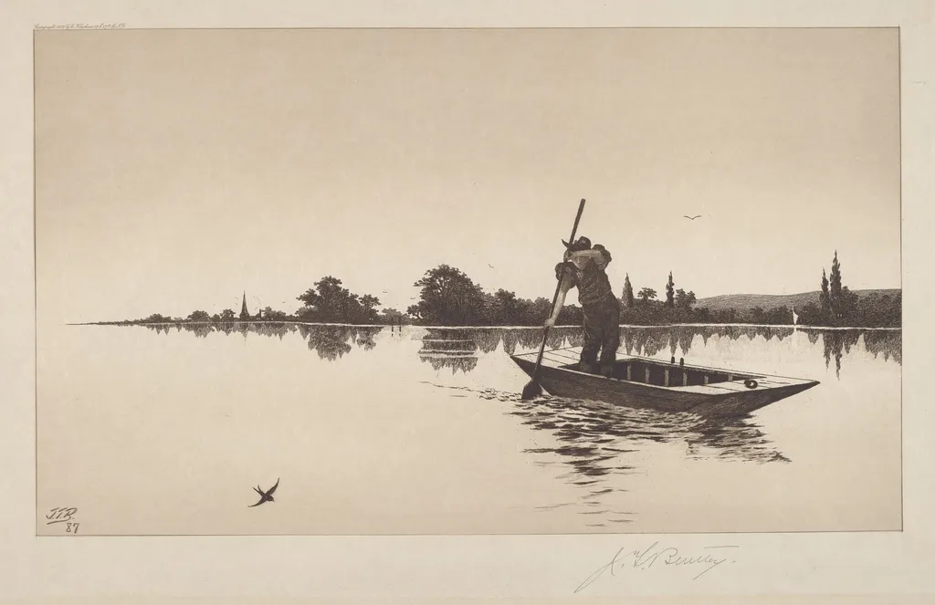 The Ferryman, by John T. Bentley, ink, 1887