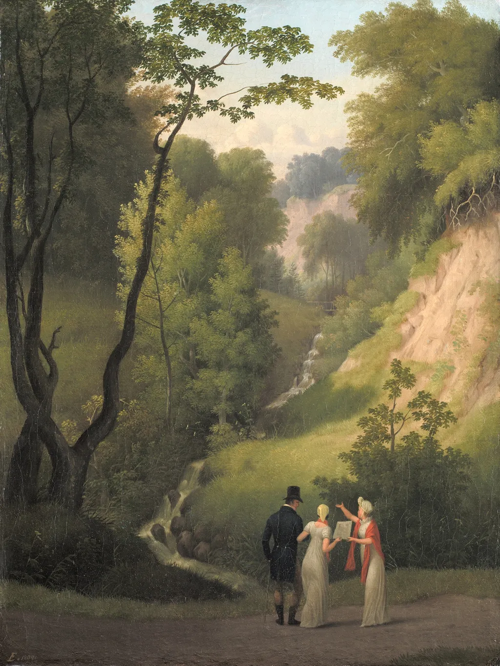 View of the Park of Liselund Manor on the Island of Møn, by Christoffer Wilhelm Eckersberg, oil, 1809