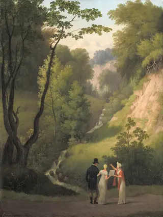 View of the Park of Liselund Manor on the Island of Møn, by Christoffer Wilhelm Eckersberg, oil, 1809
