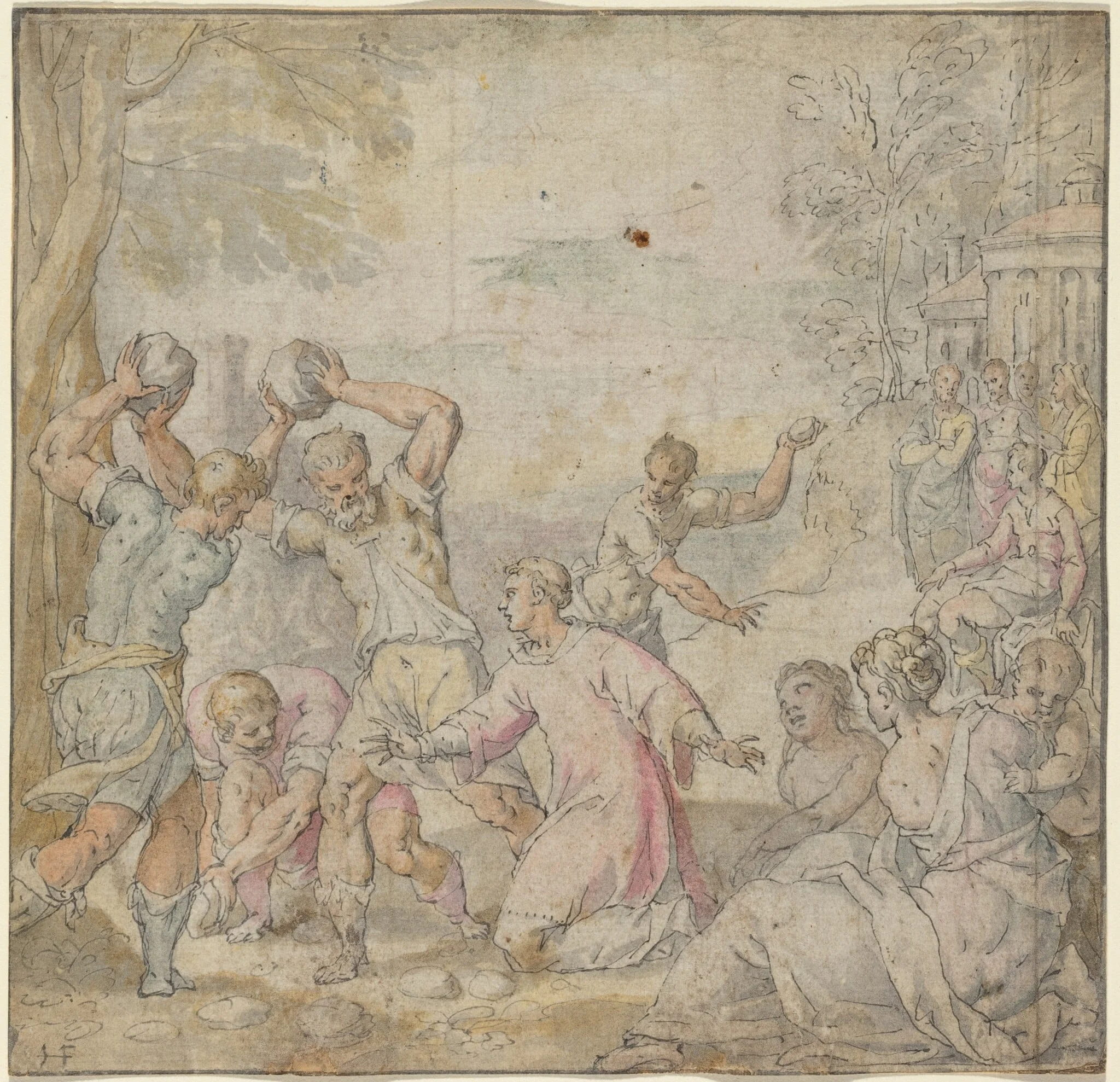 The Stoning of Saint Stephen, detail