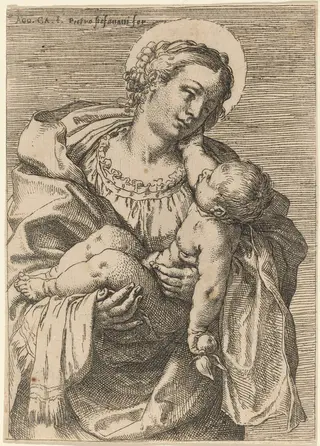 The Madonna and Child with an Apple, by Annibale Carracci, ink, 1592