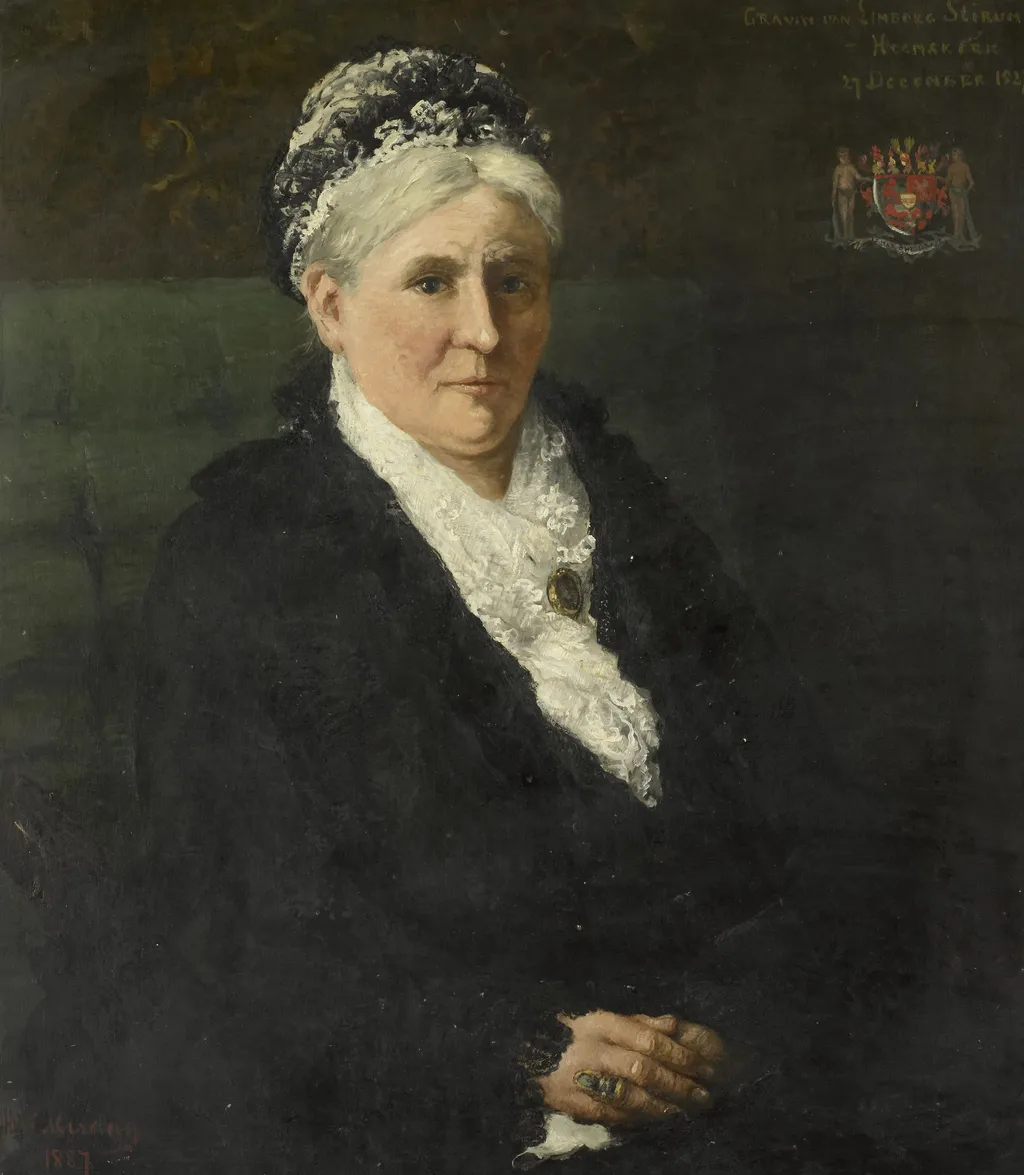 Maria Hermina Heemskerk (1827–1908). Echtgenote van Menno David Graaf van Limburg Stirum, by Hendrik Willem Mesdag, oil, 1894