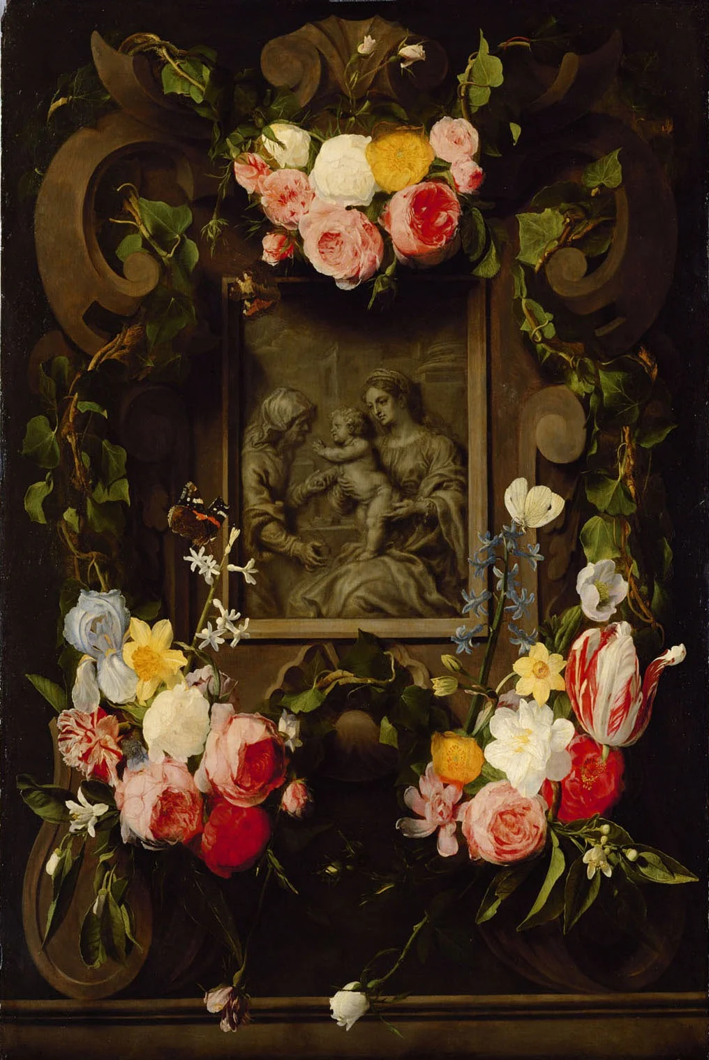 Madonna and Child with St Anna in a Flower Garland, detail