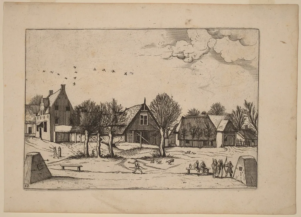 Country Village, by Lucas van Doetechum, ink