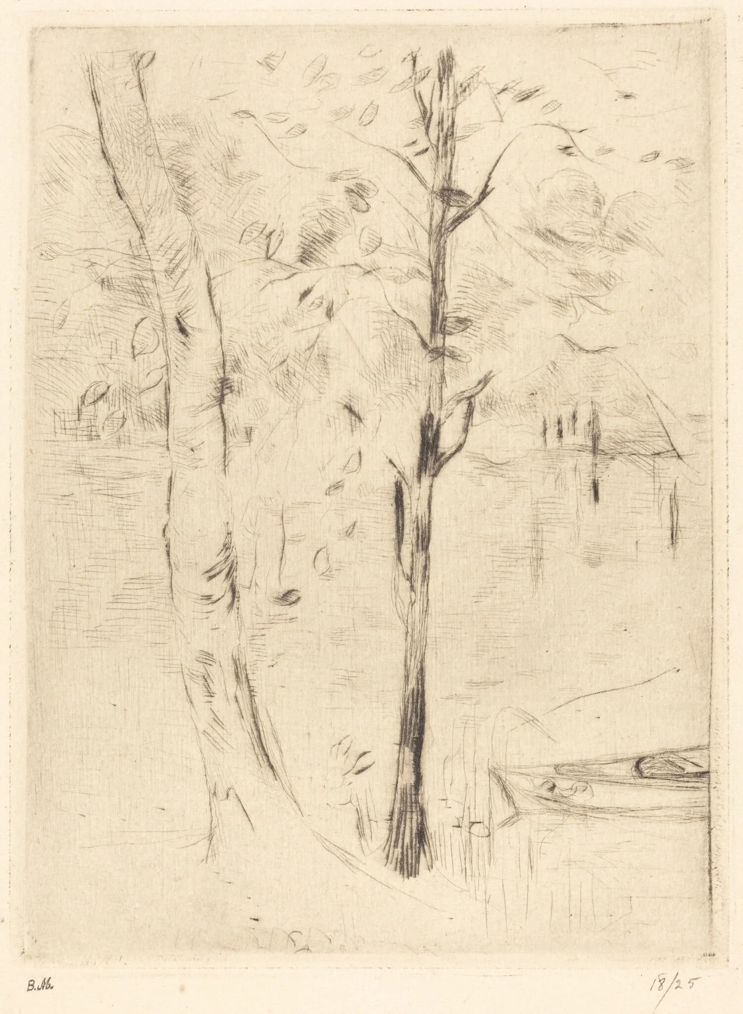 Lake with Rowboat, detail