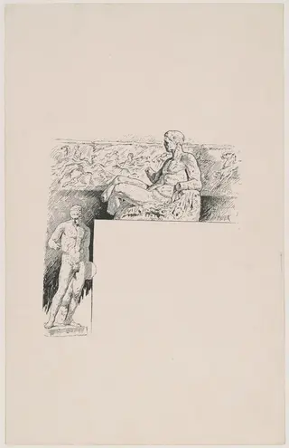 Casts from Antique Sculpture: The Parthenon, by James Henry Moser, ink, 1892