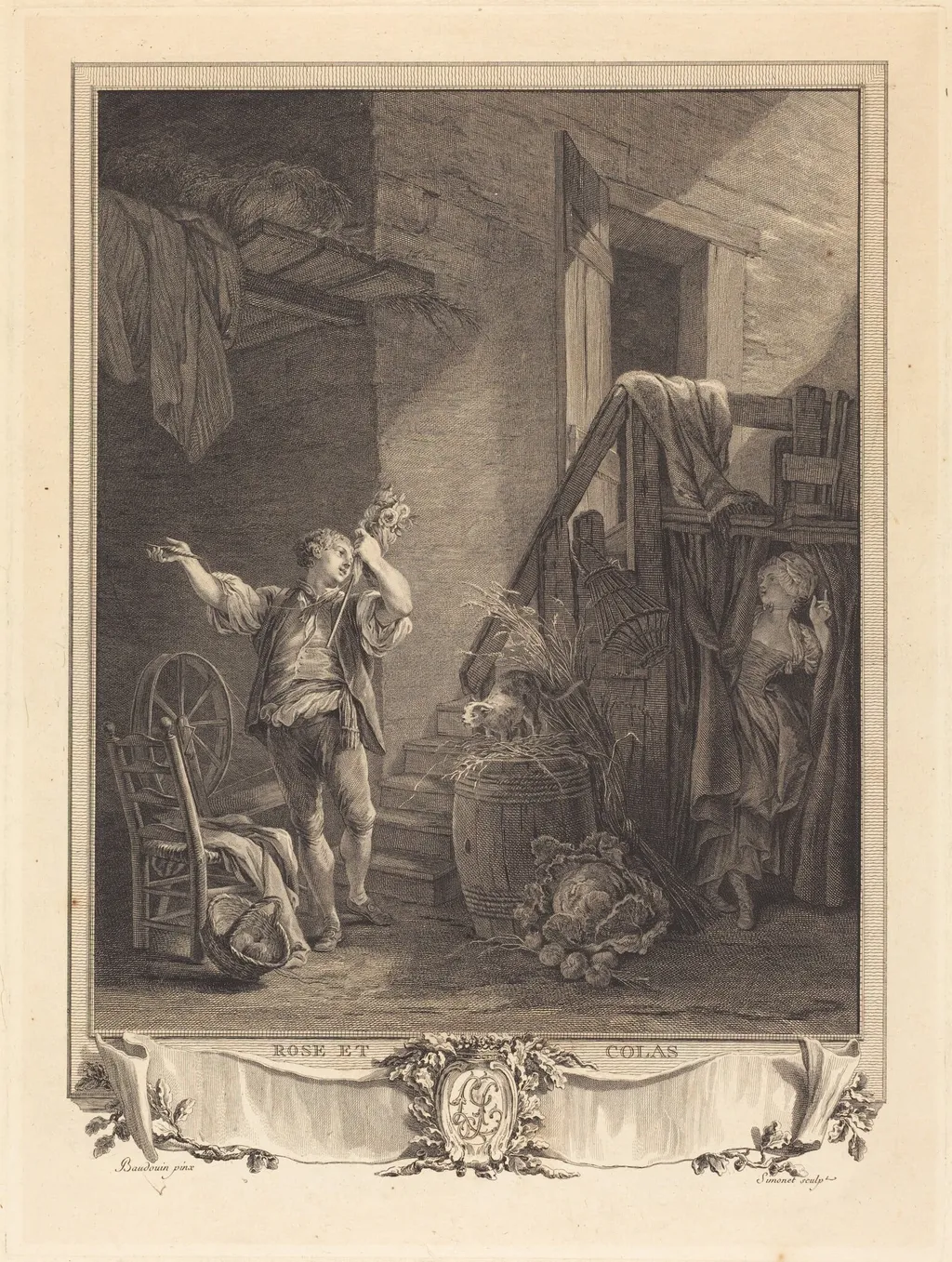 Rose et Colas, by Jean-Baptiste Blaise Simonet, ink, 1778