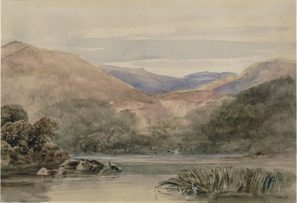 A Mountain Tarn, by Peter De Wint, watercolor, 1805