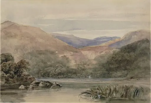 A Mountain Tarn, by Peter De Wint, watercolor, 1805