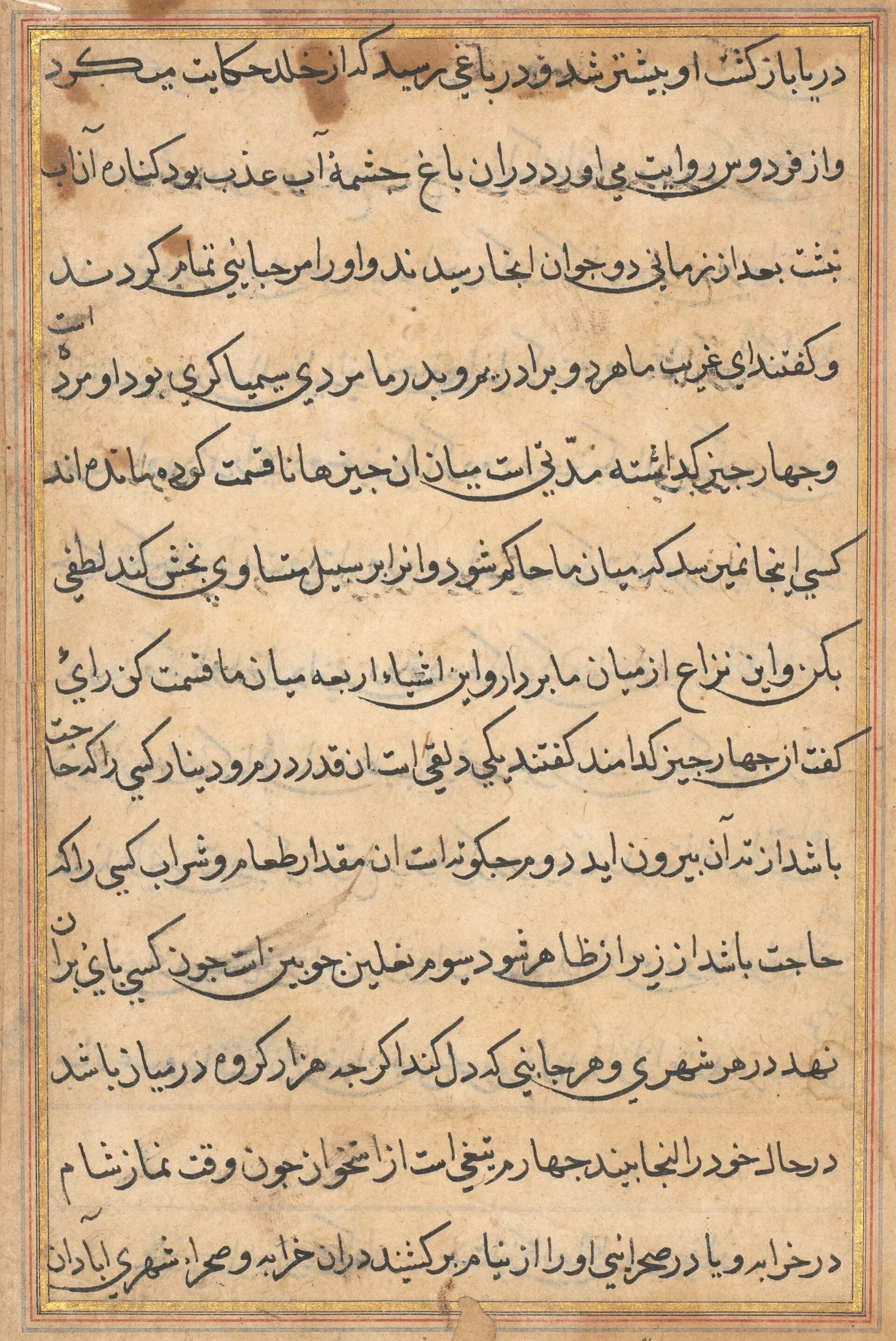 Page from Tales of a Parrot (Tuti-nama): text page, detail