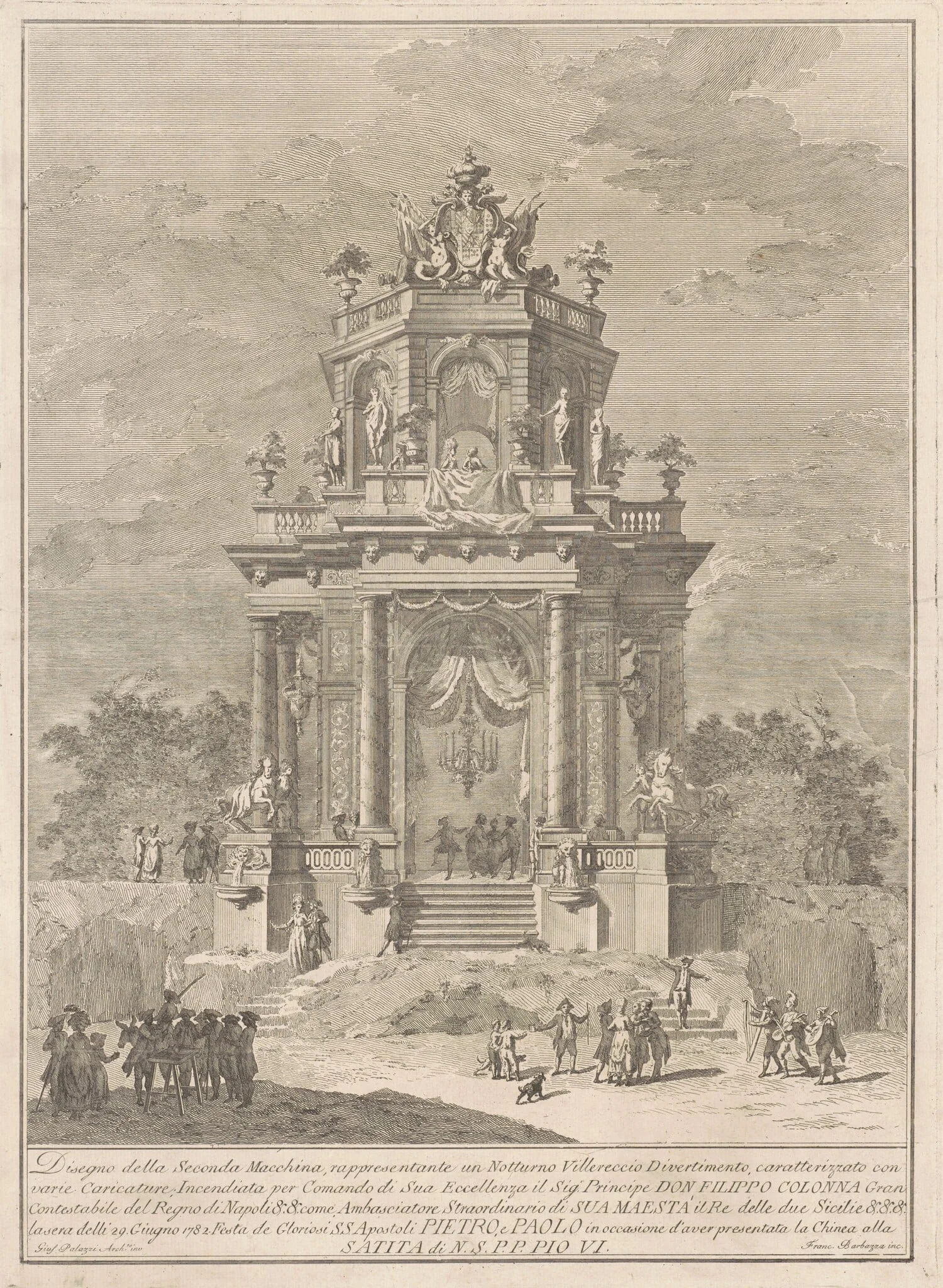 The Seconda Macchina for the Chinea of 1782: A Countryside Festival at Night, detail