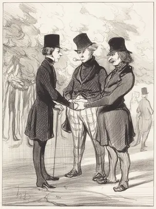 Quelle heureuse rencontre!... C'est..., by Honoré Daumier, ink, 1845