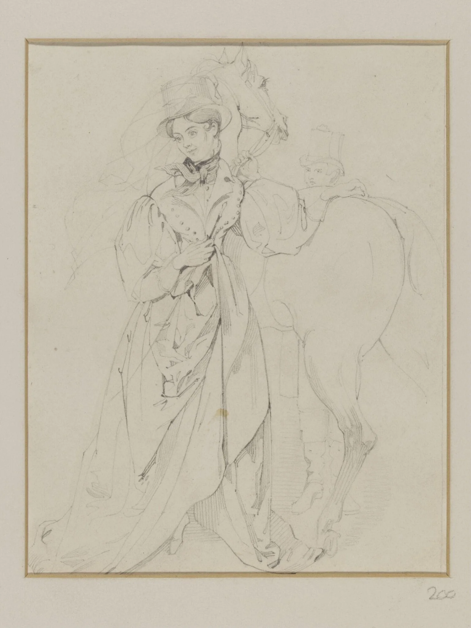 Study of a woman standing beside a horse, detail