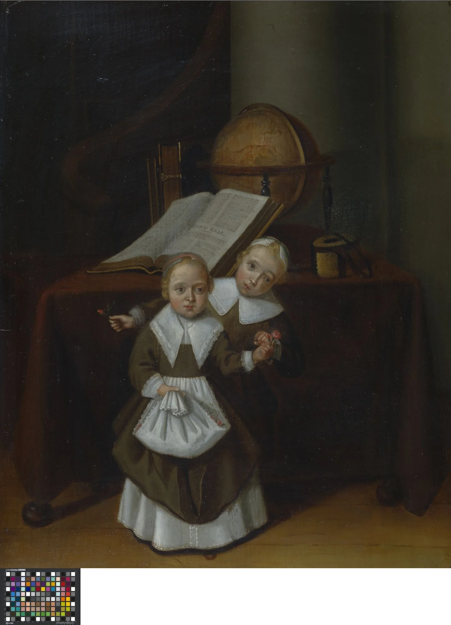 Allegorisch portret van twee meisjes, detail