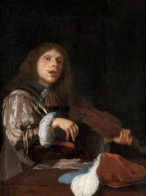 A Young Man Singing to a Violin, detail