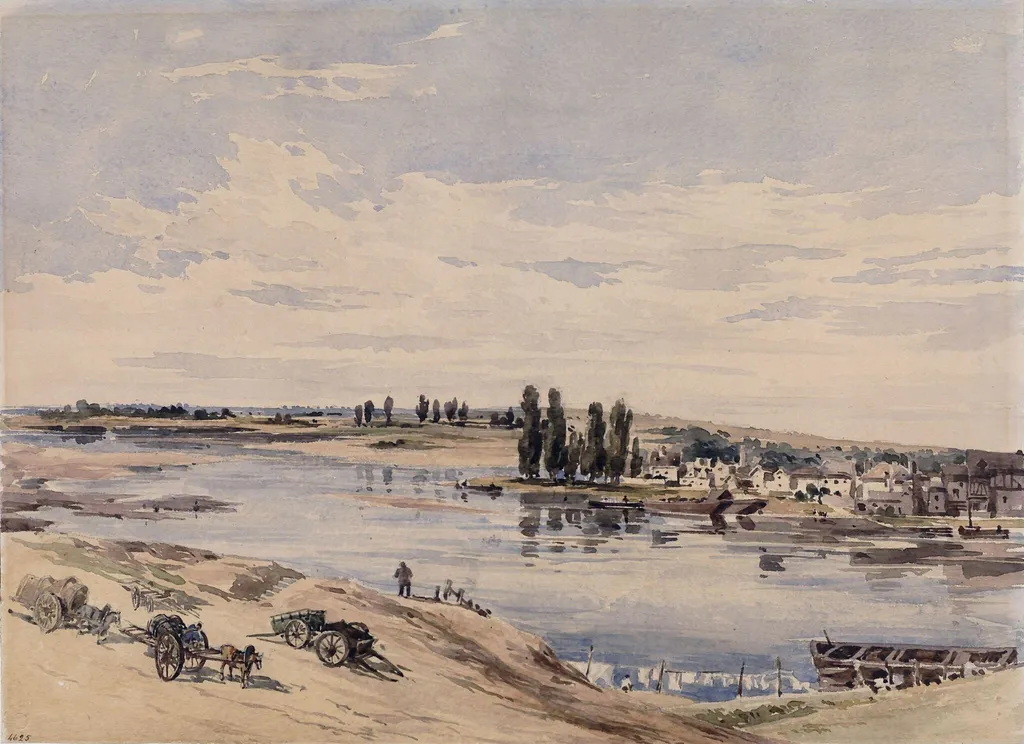 View of the Loire at Amboise, by Charles Claude Pyne, watercolor, 1850