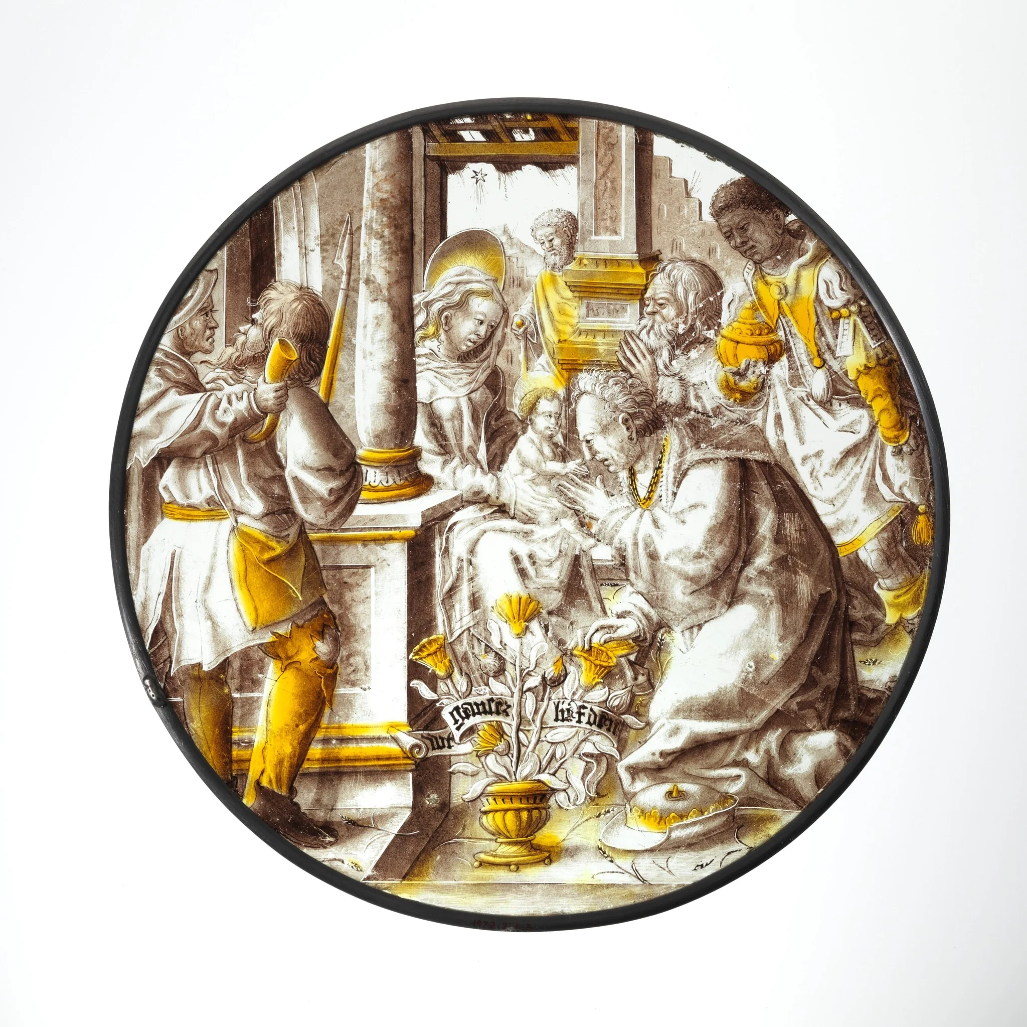 Roundel with Adoration of the Kings, detail