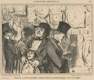 Nouveau système de pendule ..., by Honoré Daumier, ink, 1855