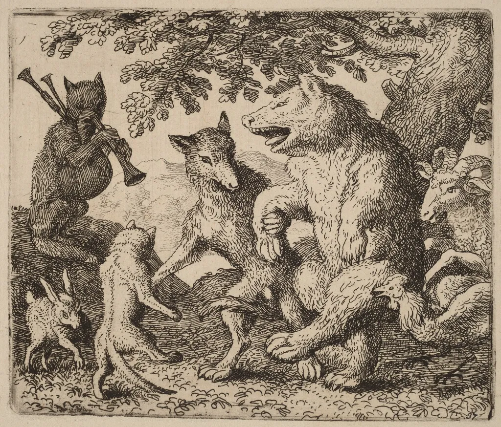 All Rejoice for the Bear and the Wolf, by Allart van Everdingen, ink, 1650