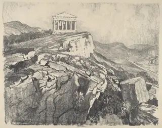 The Temple of Concord on the Wall, Girgenti, by Joseph Pennell, ink, 1913