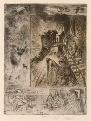 The Passage, by Félix-Hilaire Buhot, ink, 1882