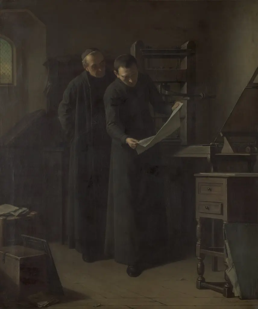 Proof Reading, by Louis Somers, oil, 1856