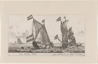 A States Yacht and an "Uijtlegger" or Escort Vessel for the Waddenzee, by Nooms, called Zeeman, Reinier, ink, 1653