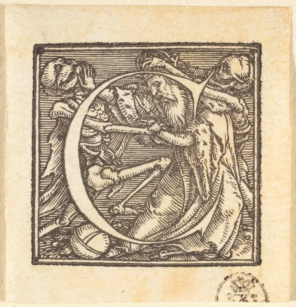 Letter C, by Hans Lützelburger, ink, 1523